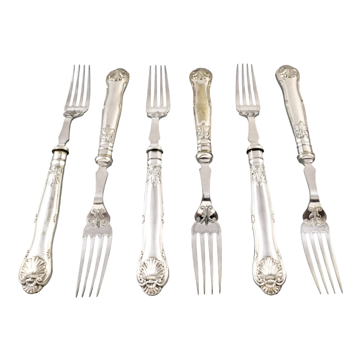 Victorian Queens silver plate 16 piece 6 person fish cutlery set, 4 servers in oak canteen