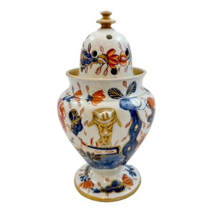 Georgian Mason's Ironstone pot pourri vase / incense burner in "Fence Japan" design