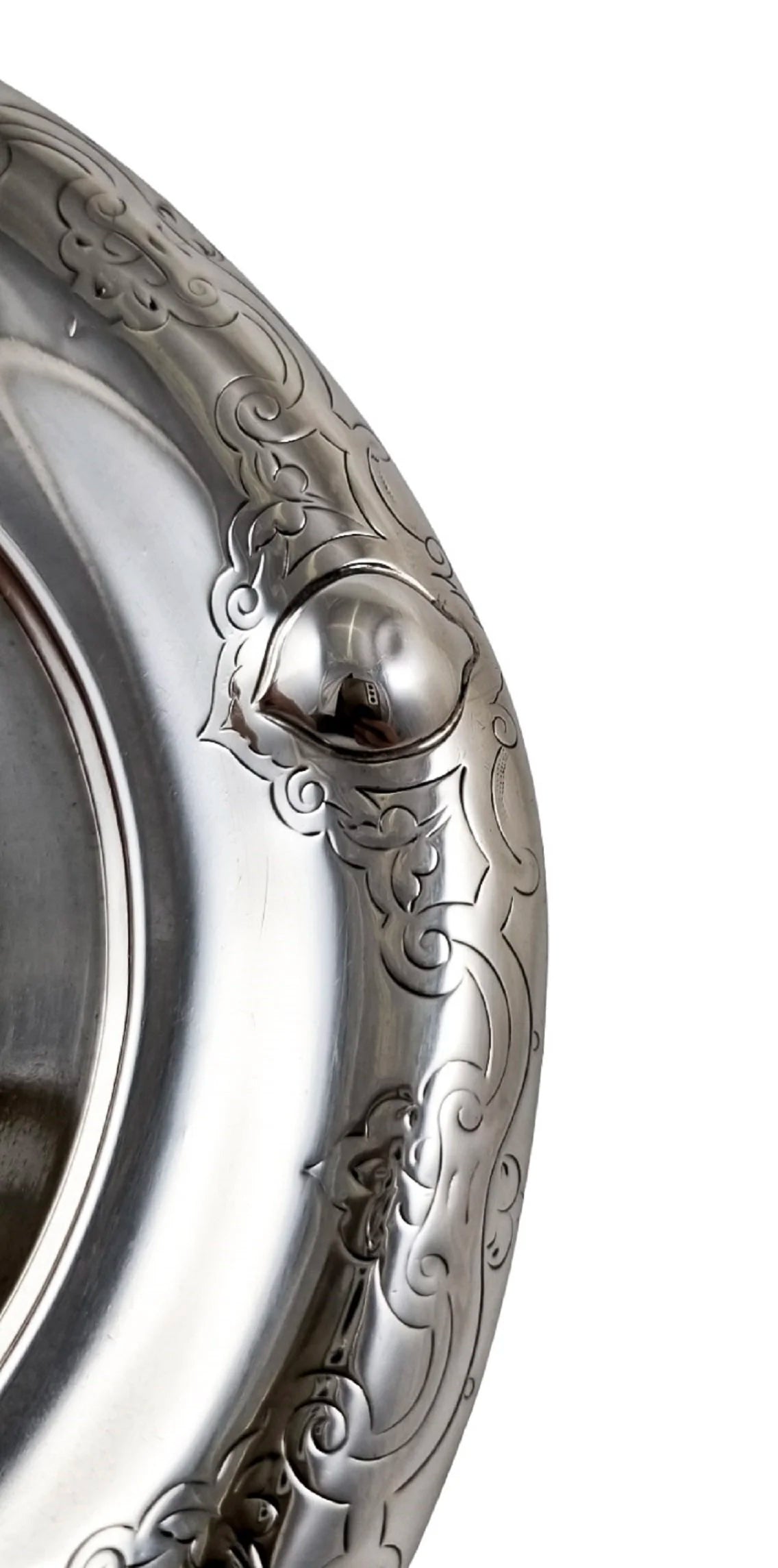 Early Victorian sterling silver large butter dish, Islamic design, coat of arms