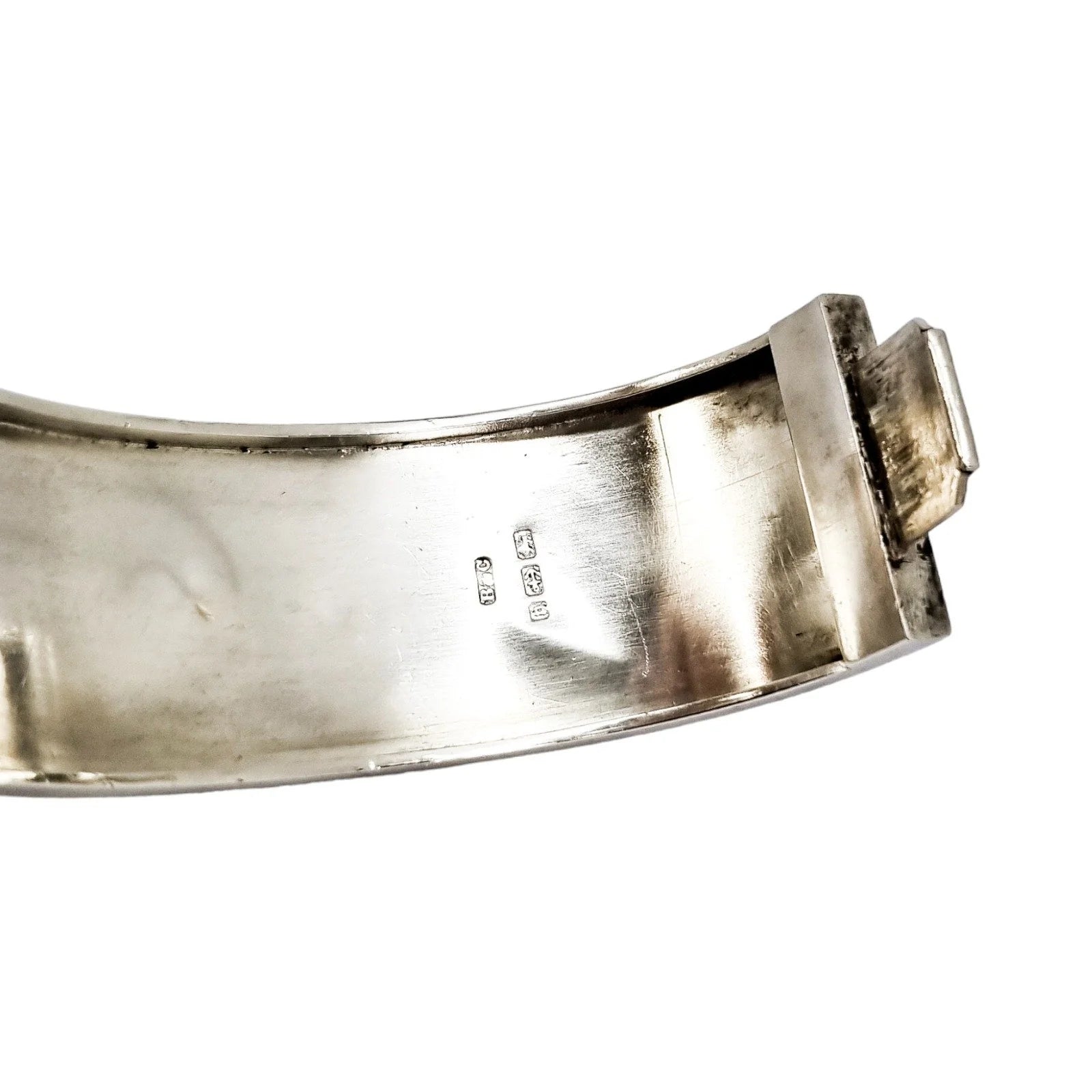 Large Victorian sterling silver Aesthetic cuff bangle / wide bracelet engraved with roses
