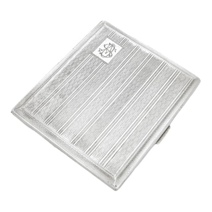 Art Deco sterling silver engine-turned square cigarette / card case