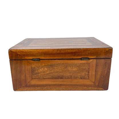 Victorian jewellery keepsake / work box with geometric marquetry inlay