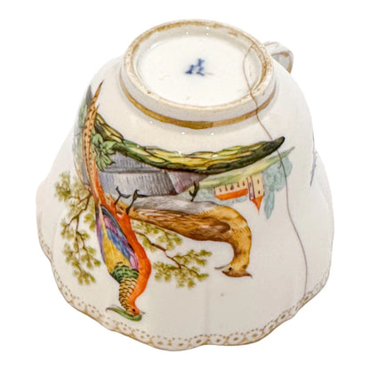 Early 19th century Meissen porcelain "Birds of Paradise" coffee cup and saucer