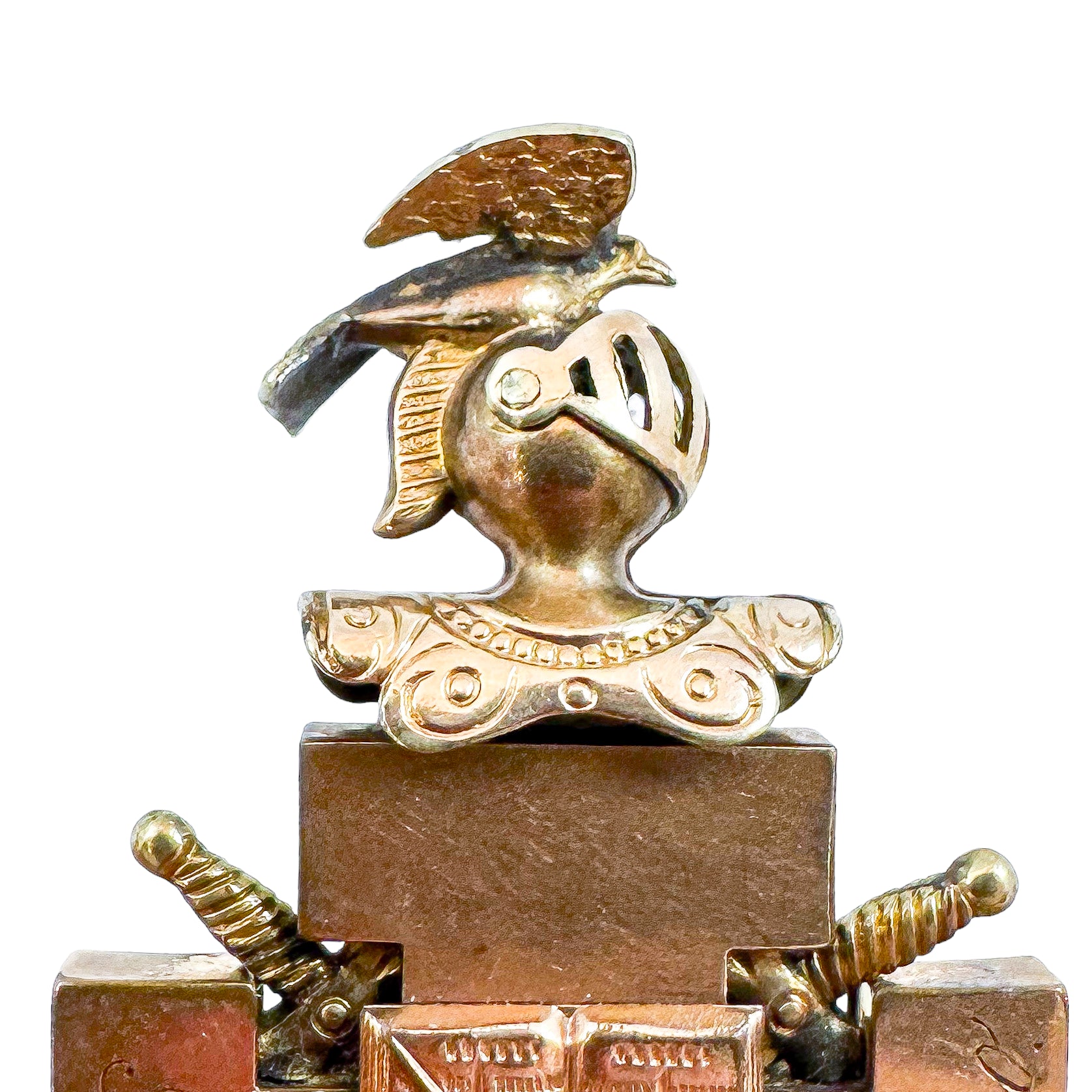 Antique Knights of Pythias 10 ct gold watch fob pendant with ruby skull and crossbones