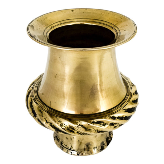 19th century Indian brass lota water pot with fluted rope border