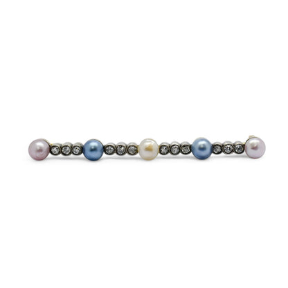 Belle Époque style 14 kt gold brooch set with Old European cut diamonds and pearls