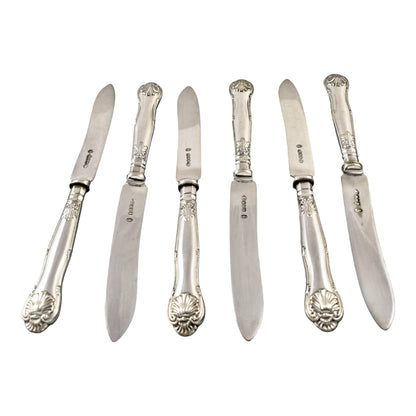 Victorian Queens silver plate 16 piece 6 person fish cutlery set, 4 servers in oak canteen