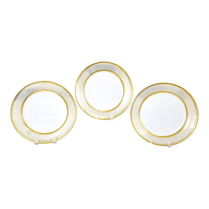 French Empire Old Paris porcelain set of 3 gilded side / dessert plates, Jean-Pierre Feuillet
