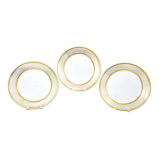 French Empire Old Paris porcelain set of 3 gilded side / dessert plates, Jean-Pierre Feuillet