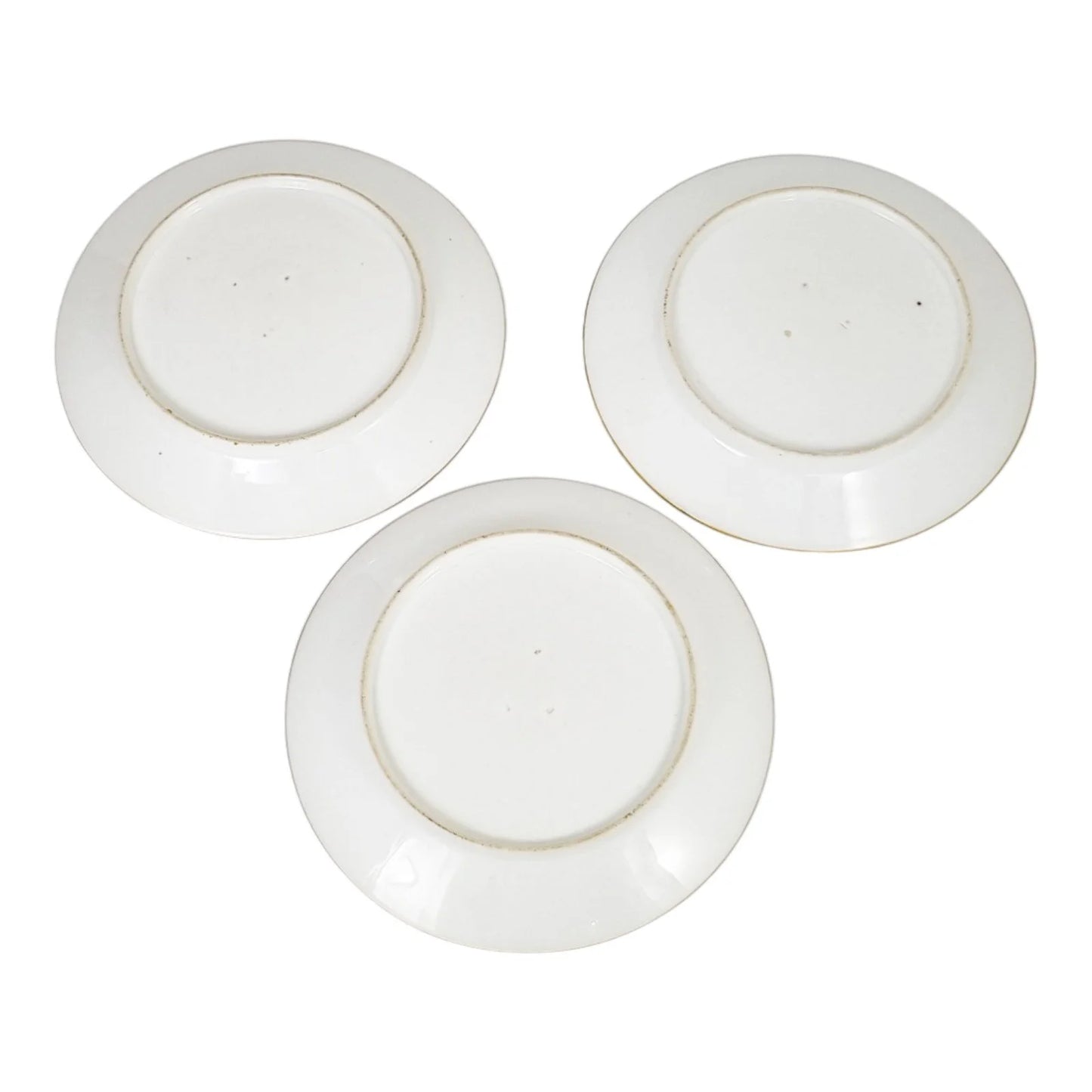 French Empire Old Paris porcelain set of 3 gilded side / dessert plates, Jean-Pierre Feuillet