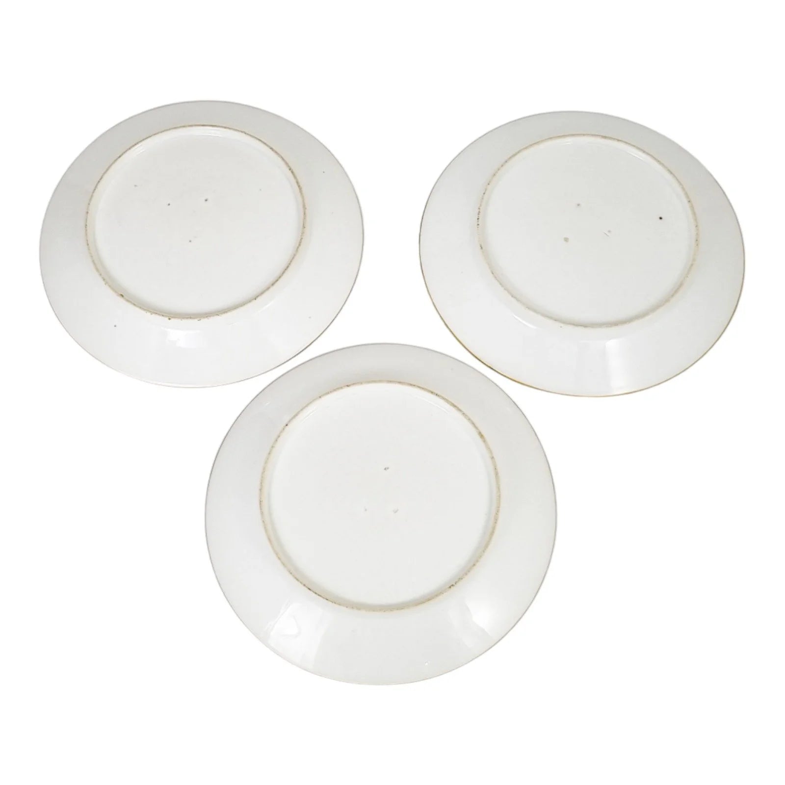 French Empire Old Paris porcelain set of 3 gilded side / dessert plates, Jean-Pierre Feuillet