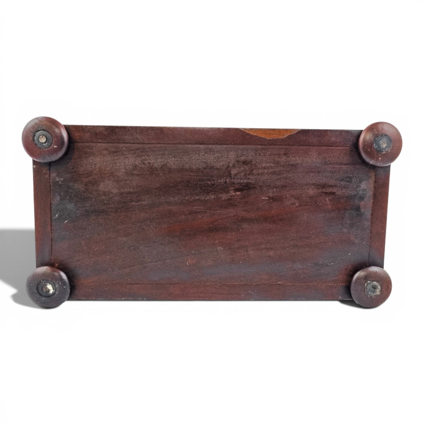 Regency mahogany twin tea caddy, original canisters