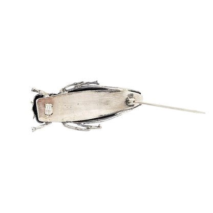Unusual Art Nouveau sterling silver cicada locust beetle brooch