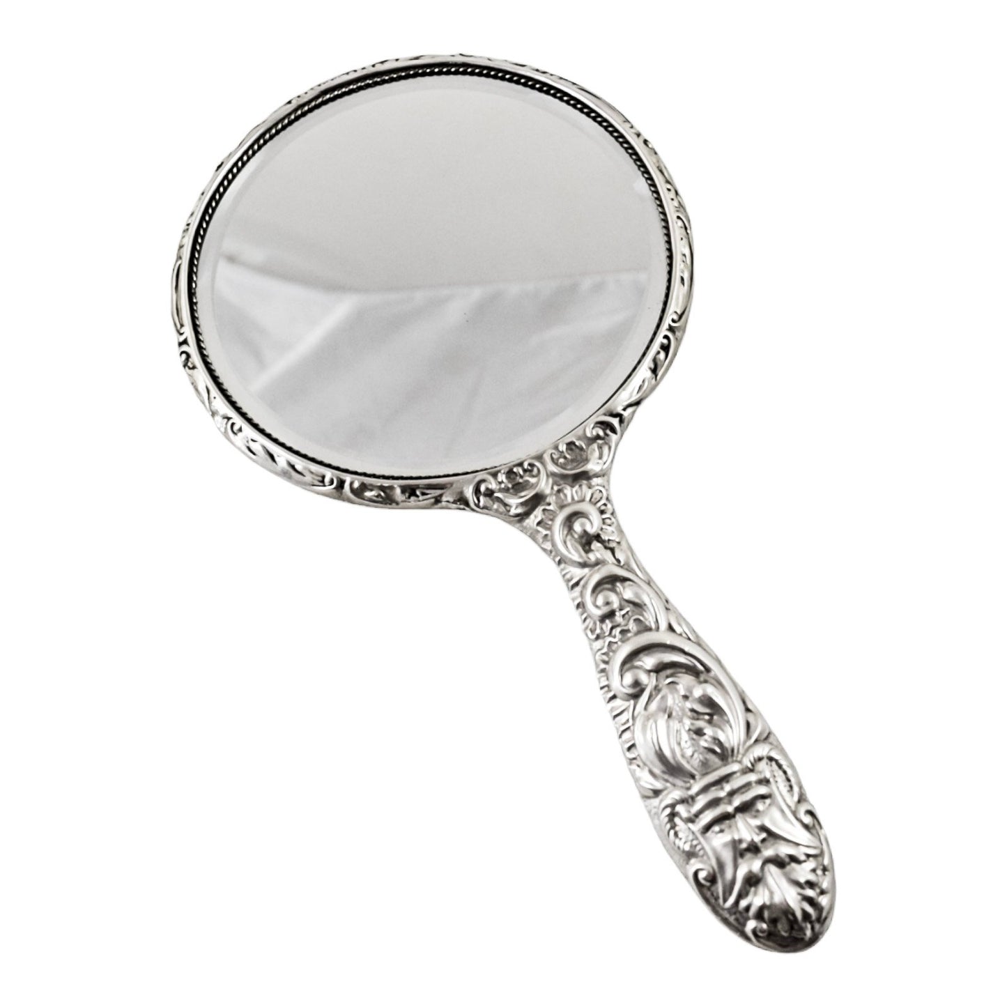 Cased vintage sterling silver 4 piece vanity dressing table set; mirror, brush, comb