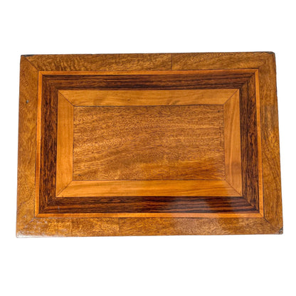 Victorian jewellery keepsake / work box with geometric marquetry inlay