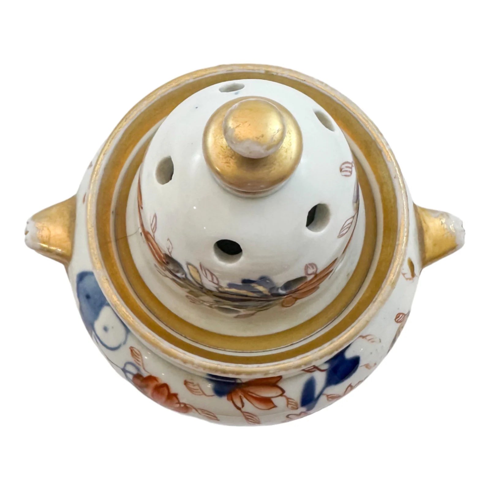 Georgian Mason's Ironstone pot pourri vase / incense burner in "Fence Japan" design