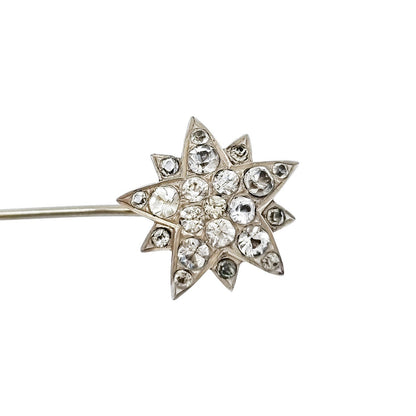 Victorian old mine cut paste 900 silver starburst hat / scarf / tie stick pin