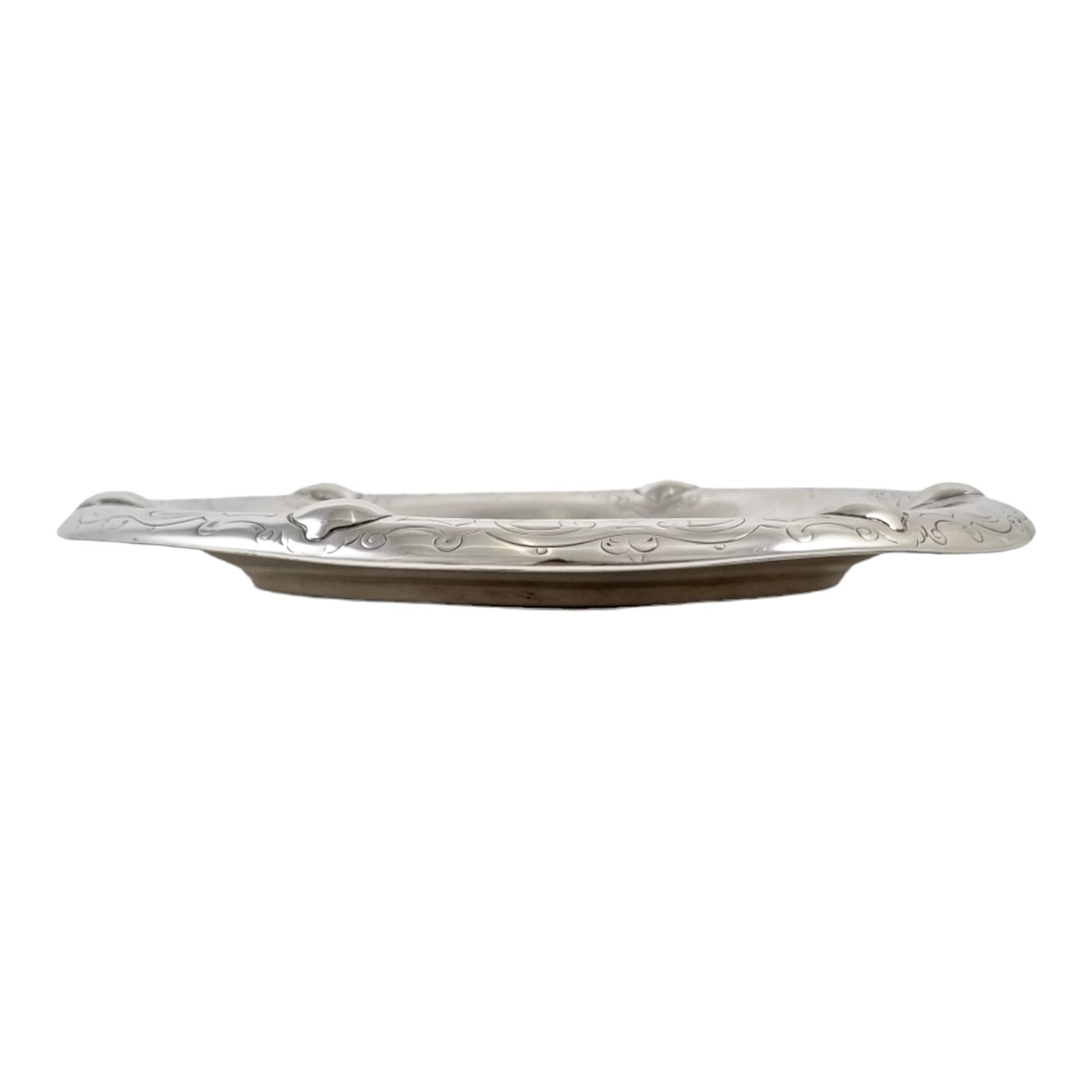 Early Victorian sterling silver large butter dish, Islamic design, coat of arms