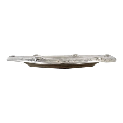 Early Victorian sterling silver large butter dish, Islamic design, coat of arms