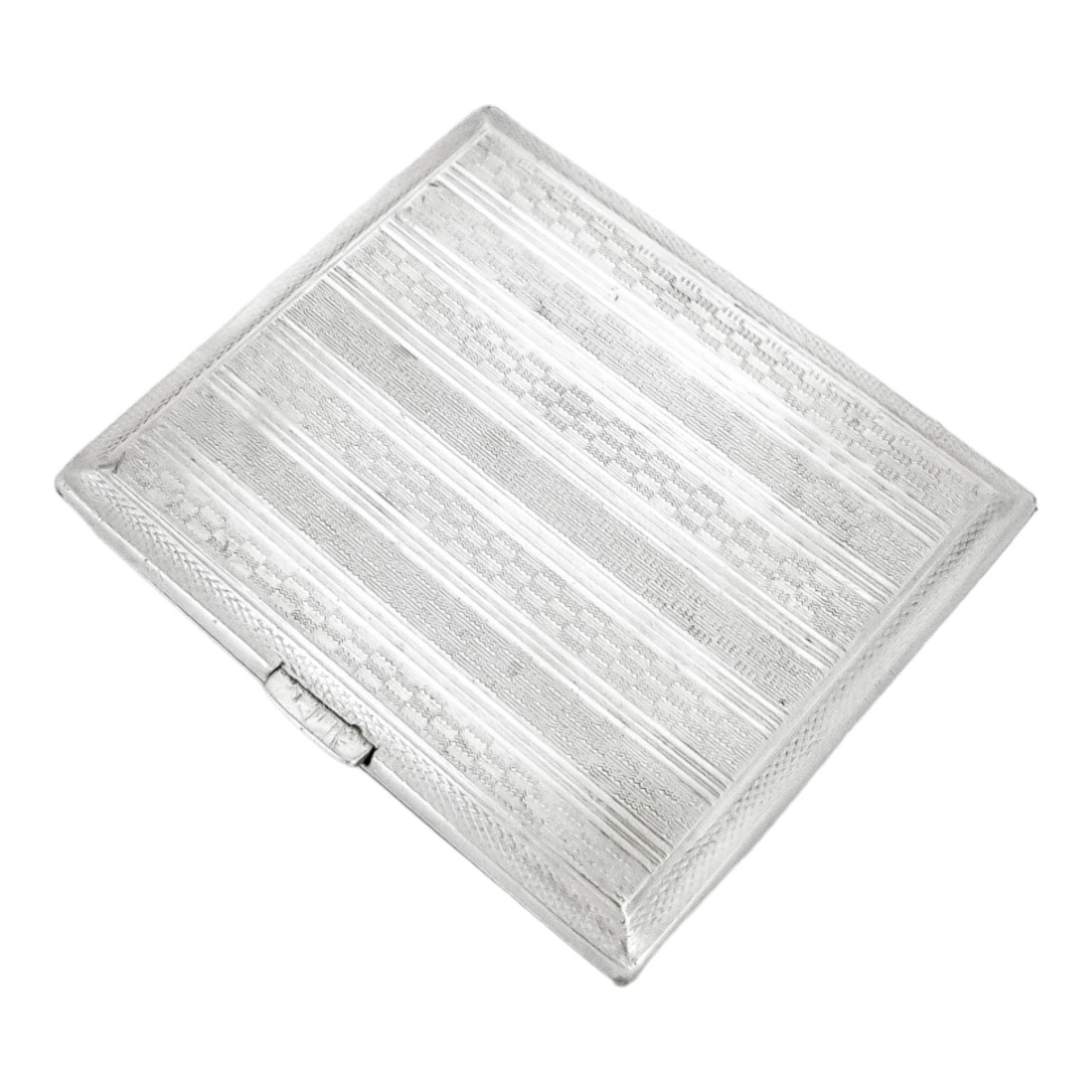 Art Deco sterling silver engine-turned square cigarette / card case