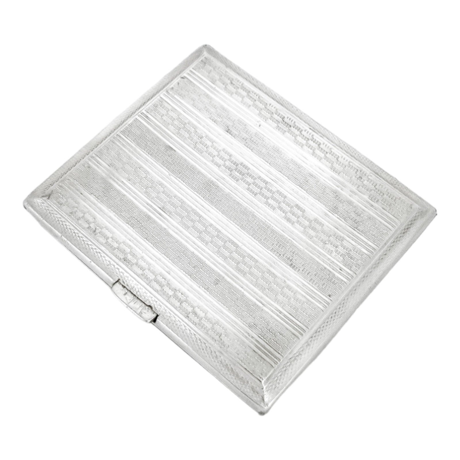Art Deco sterling silver engine-turned square cigarette / card case