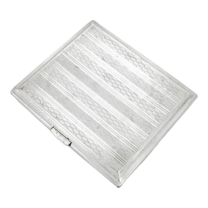Art Deco sterling silver engine-turned square cigarette / card case
