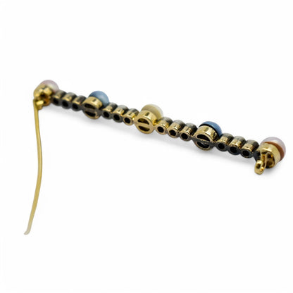 Belle Époque style 14 kt gold brooch set with Old European cut diamonds and pearls