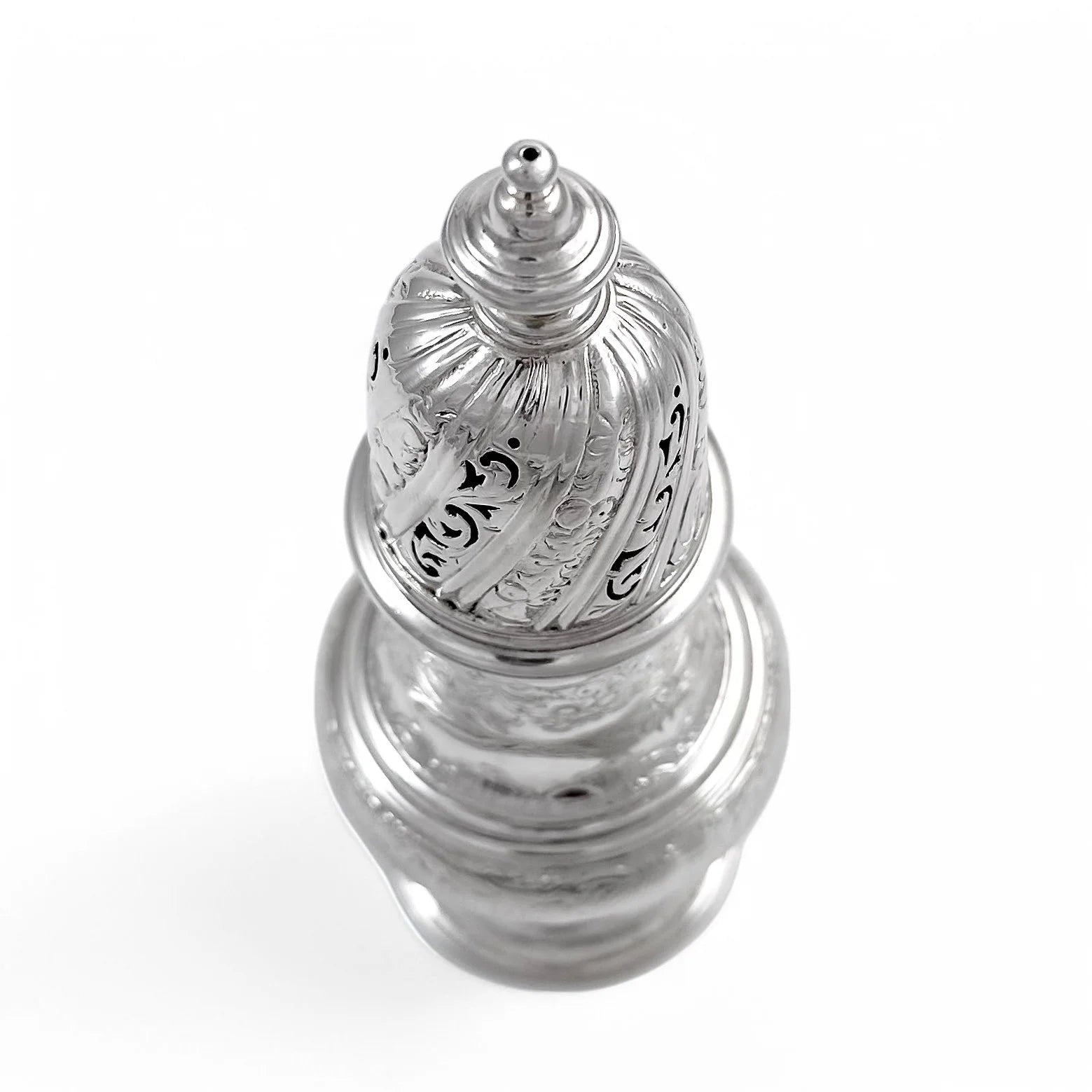 George II large sterling silver pepper pot / sugar sifter / muffineer, Samuel Wood, 1744