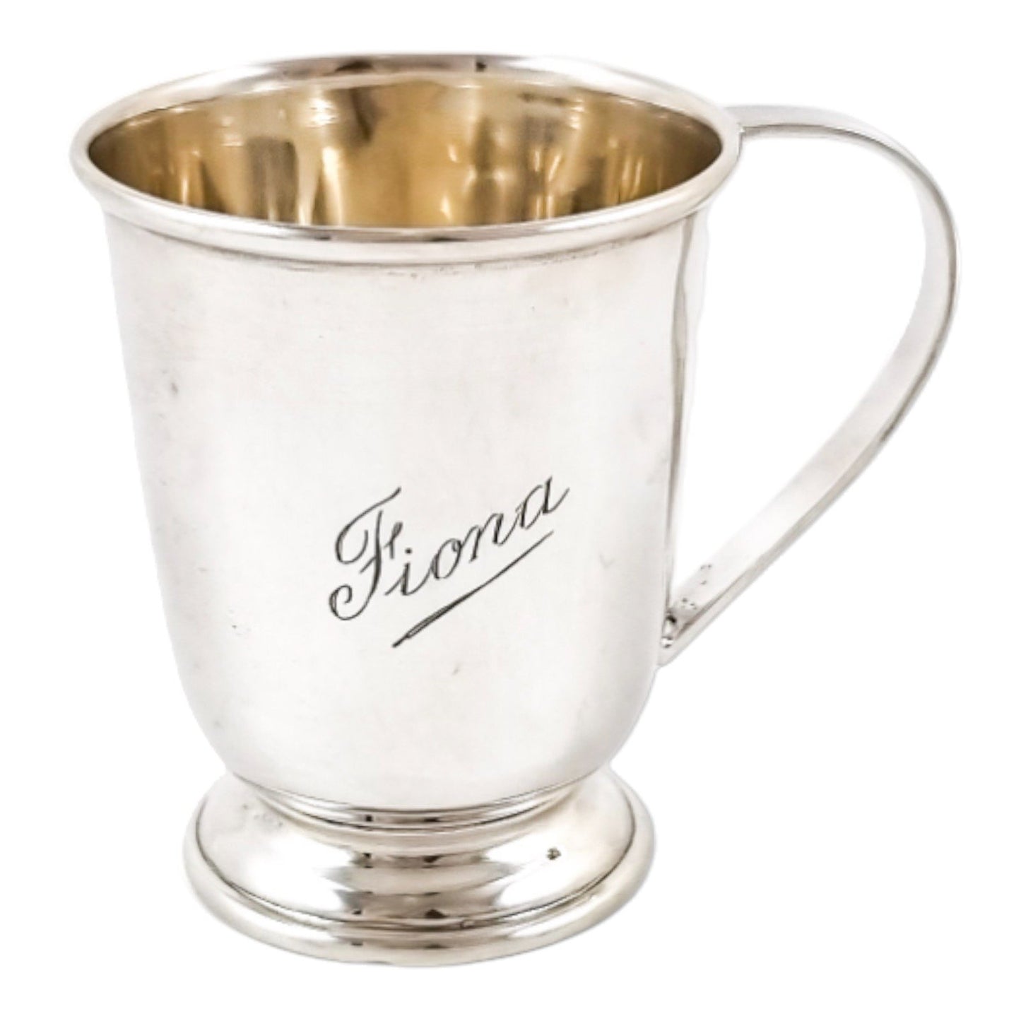 Vintage sterling silver Christening cup and engine-turned napkin ring set "Fiona"