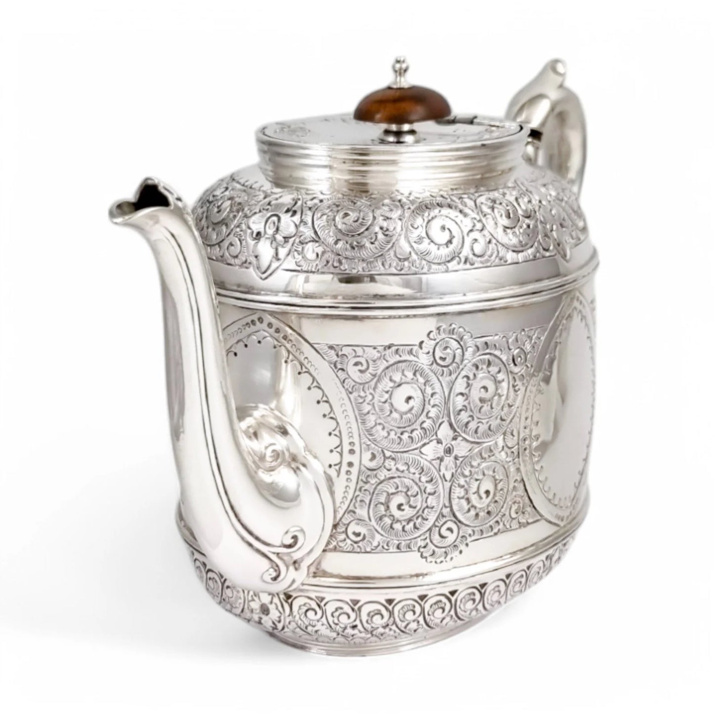 Antique Victorian silver plated three-piece tea set, Rococo Revival and Aestheticism, c. 1880s