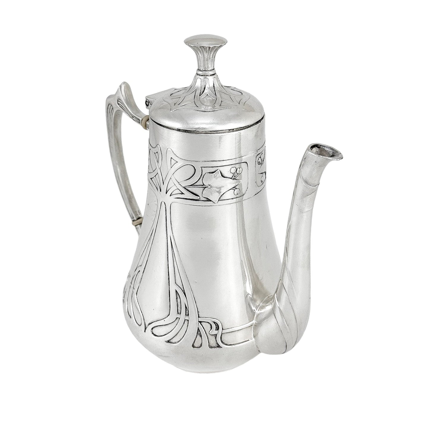 Silver plated WMF Art Nouveau Jugendstil five-piece tea and coffee set on tray