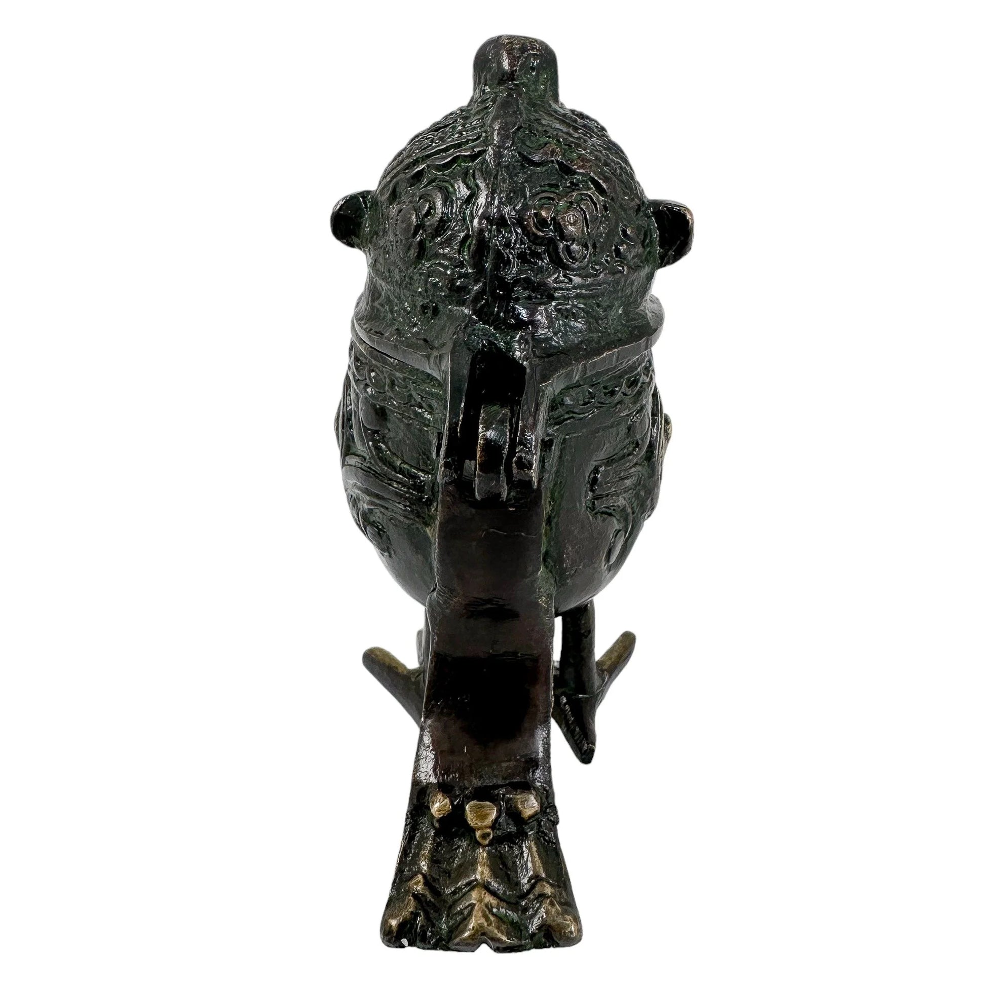 Antique Indian bronze Dhokra owl box / container with a hinged lid