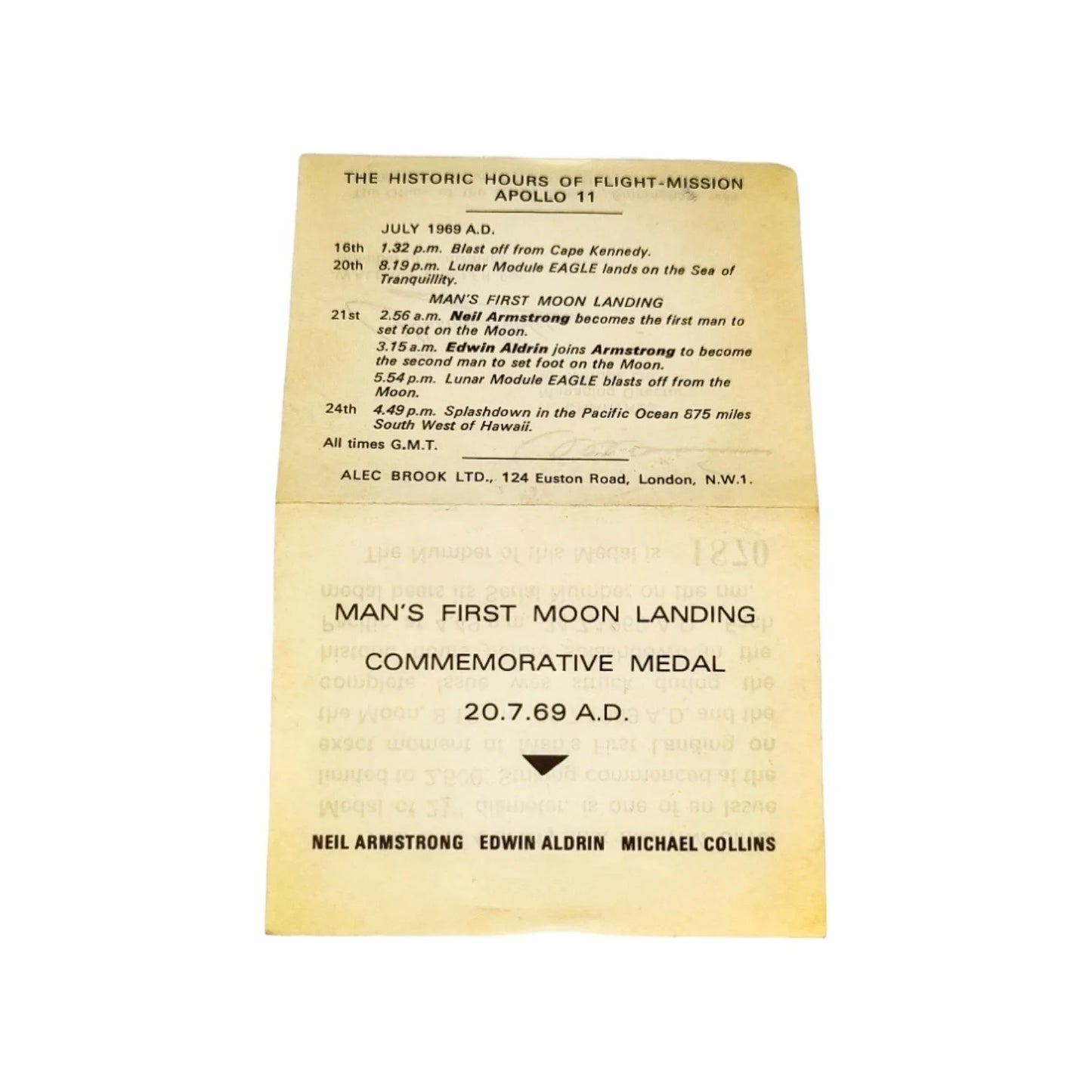 Man's First Moon Landing commemorative sterling silver 1969 Apollo 11 medallion
