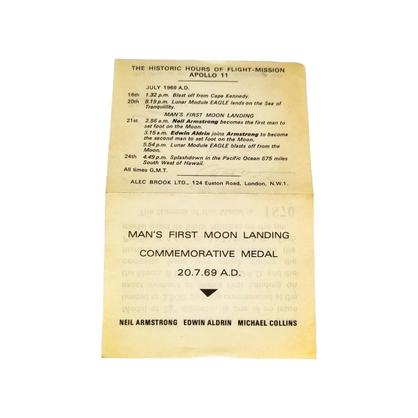Man's First Moon Landing commemorative sterling silver 1969 Apollo 11 medallion