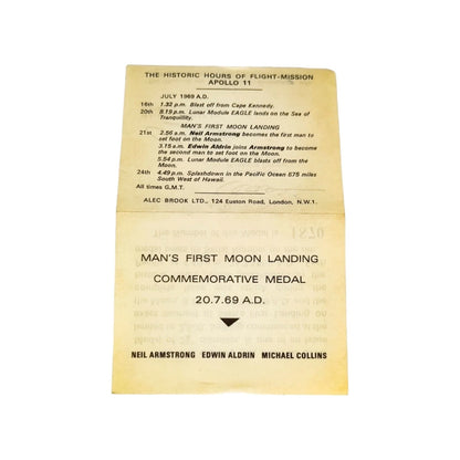 Man's First Moon Landing commemorative sterling silver 1969 Apollo 11 medallion