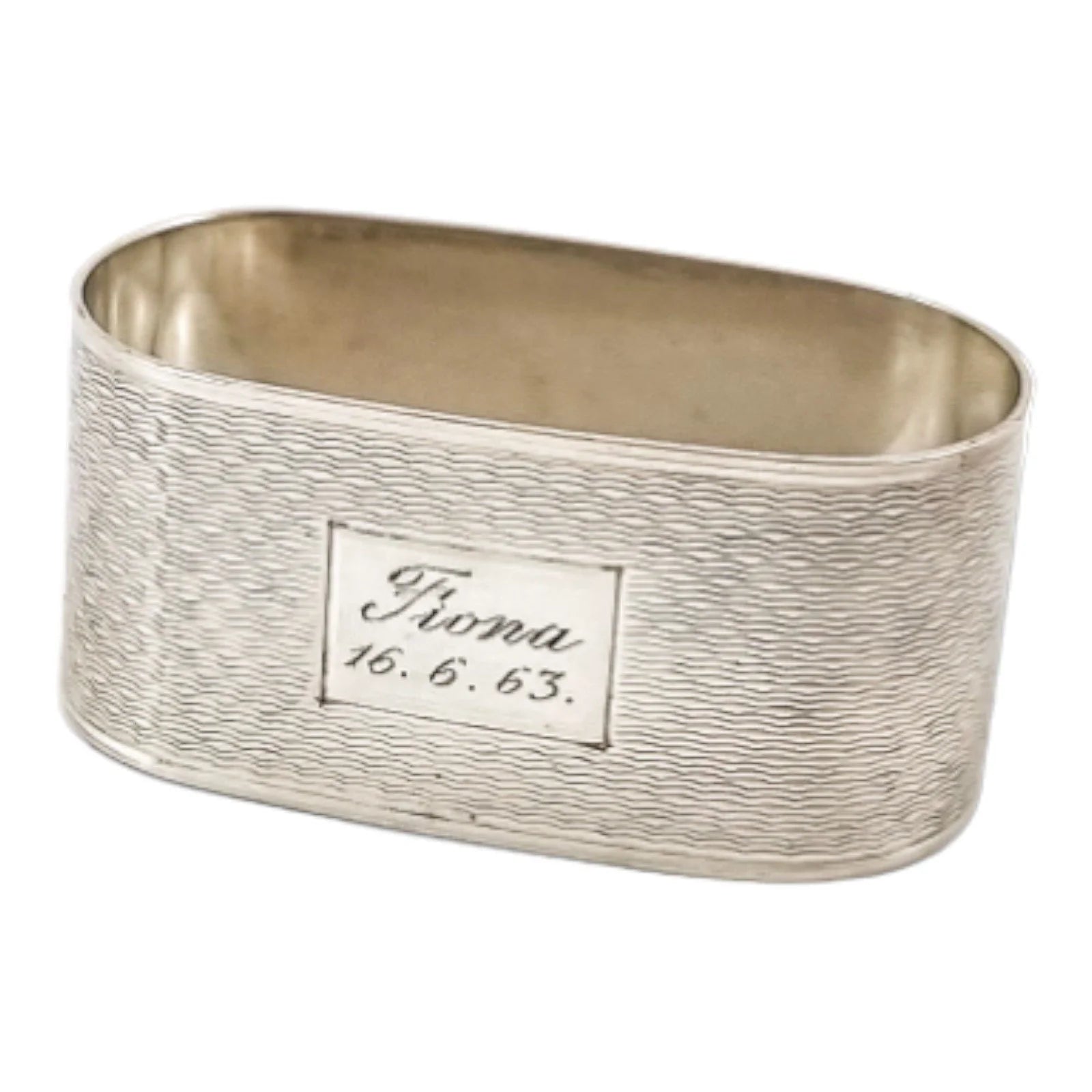Vintage sterling silver Christening cup and engine-turned napkin ring set "Fiona"