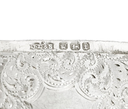 George V  large gilt sterling silver vesta case with vacant cartouche and engraved scrolls