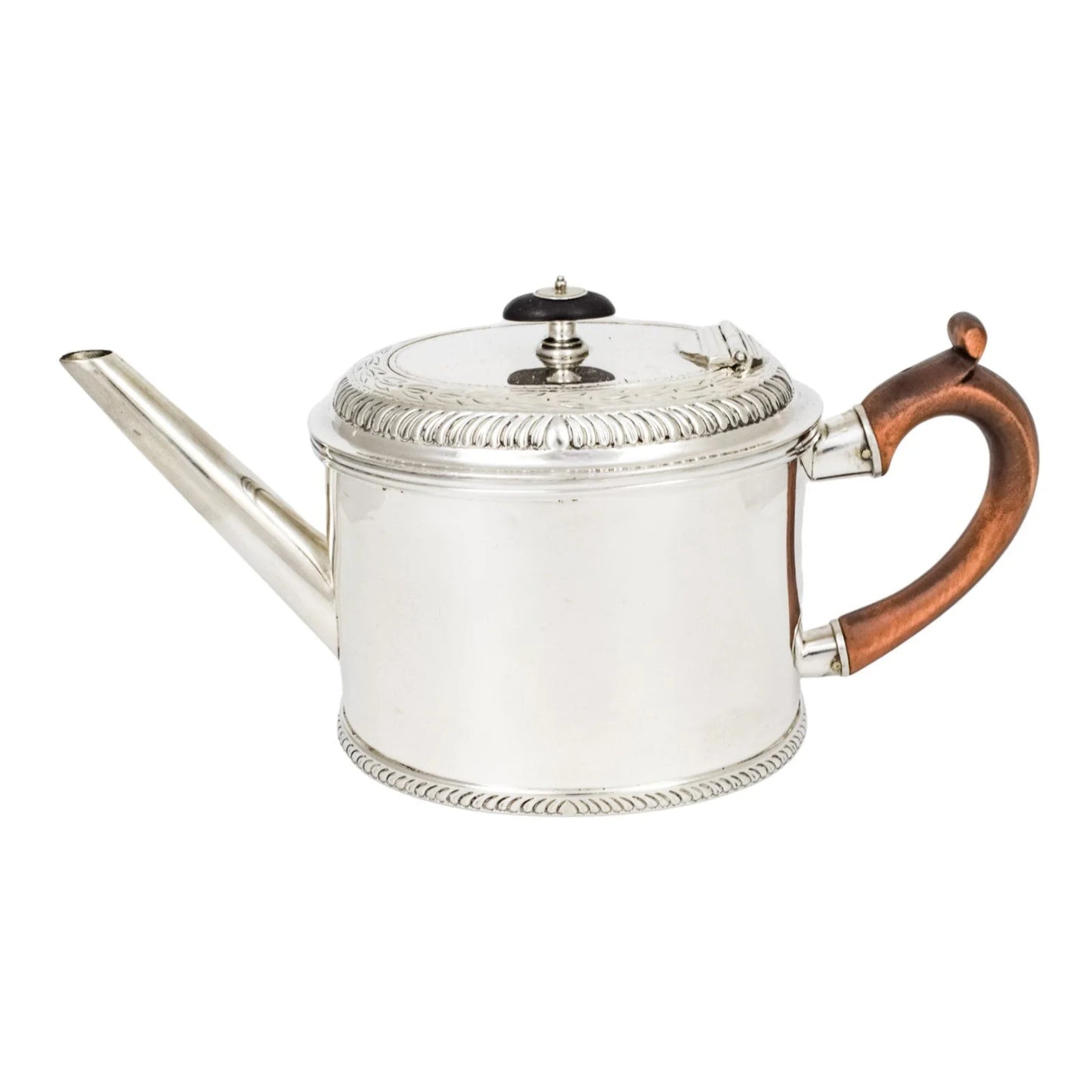 George III English provincial silver teapot with pear wood handle