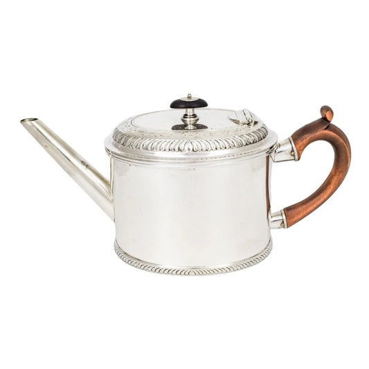 George III English provincial silver teapot with pear wood handle