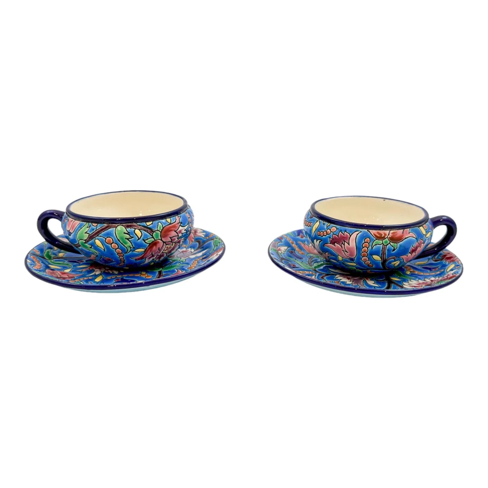 1930's Art Deco Longwy French cloisonné faience enamel pottery tea set, Japanese design