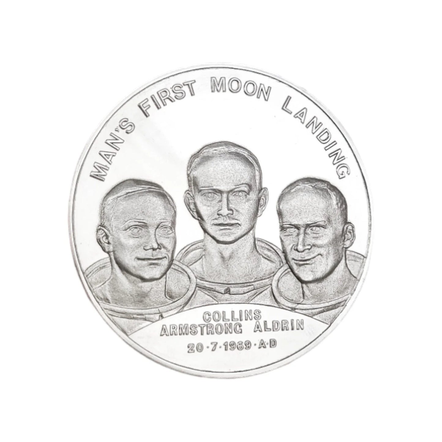 Man's First Moon Landing commemorative sterling silver 1969 Apollo 11 medallion