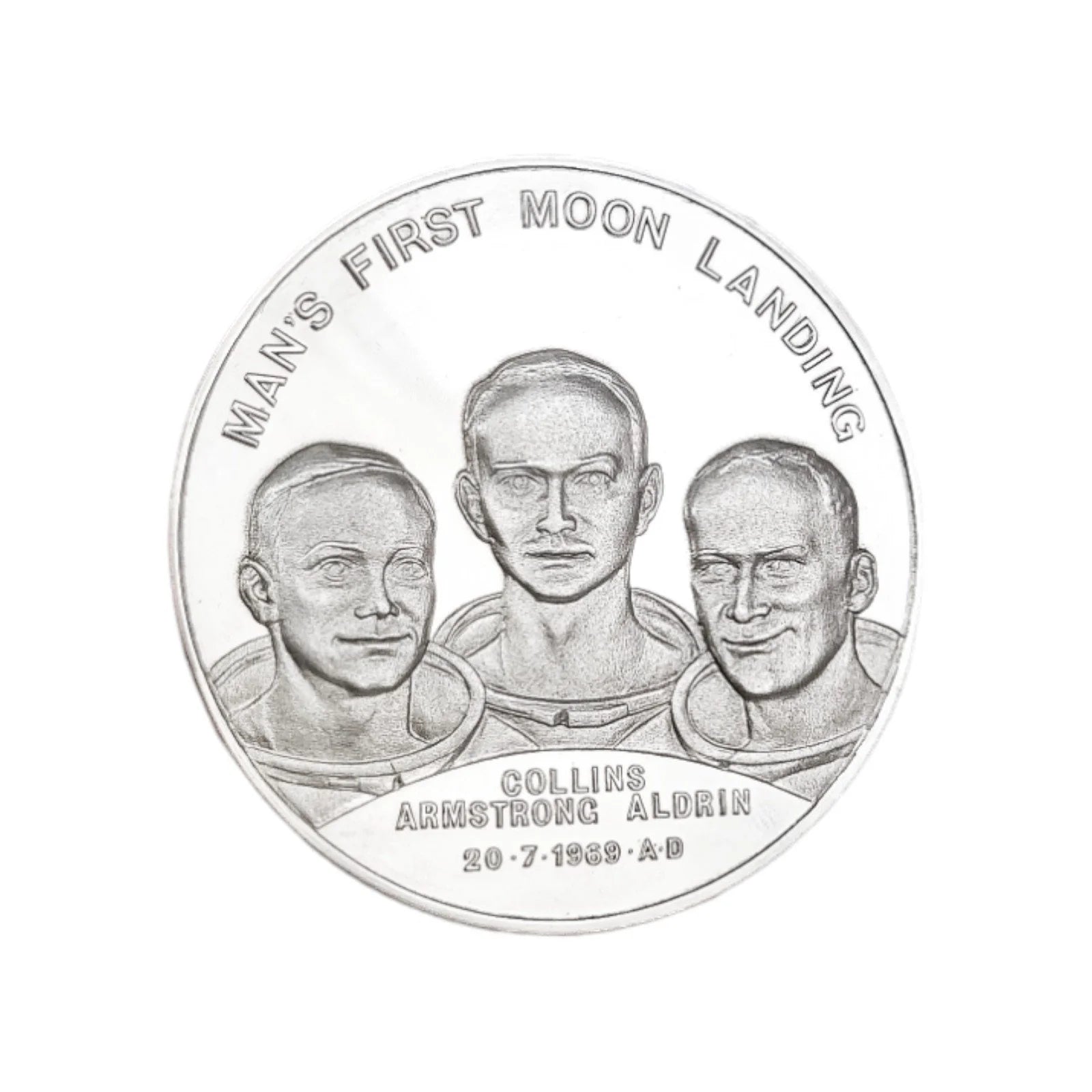 Man's First Moon Landing commemorative sterling silver 1969 Apollo 11 medallion