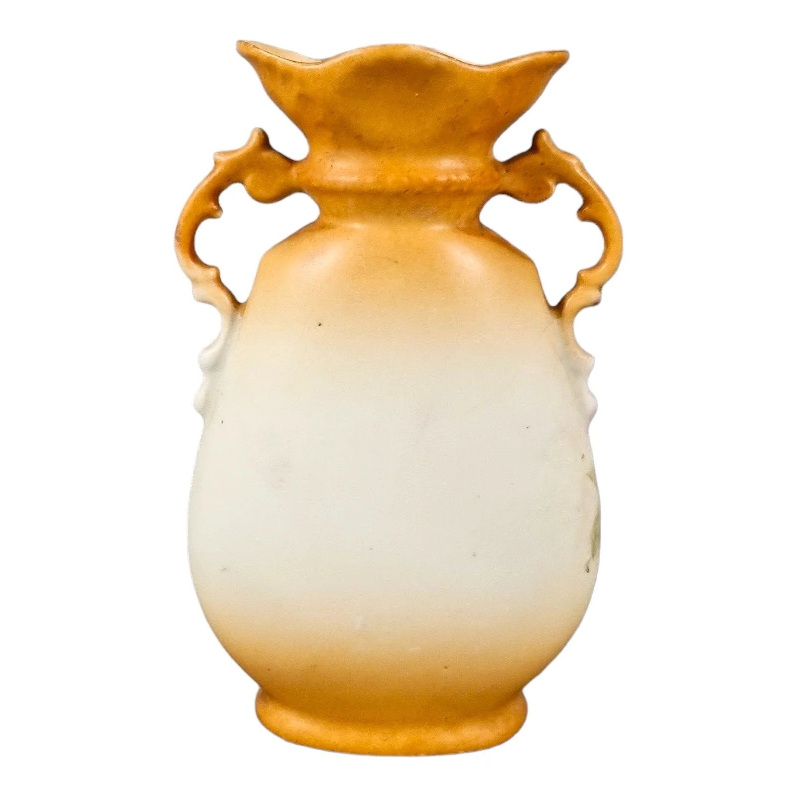 Art Nouveau Bohemian two-handled single-flower porcelain vase decorated with roses