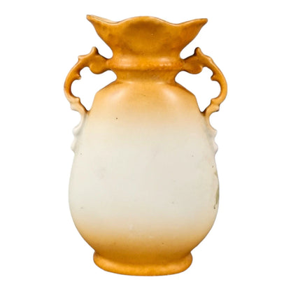 Art Nouveau Bohemian two-handled single-flower porcelain vase decorated with roses