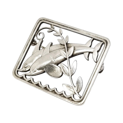 Georg Jensen sterling silver Leaping Dolphins brooch 251