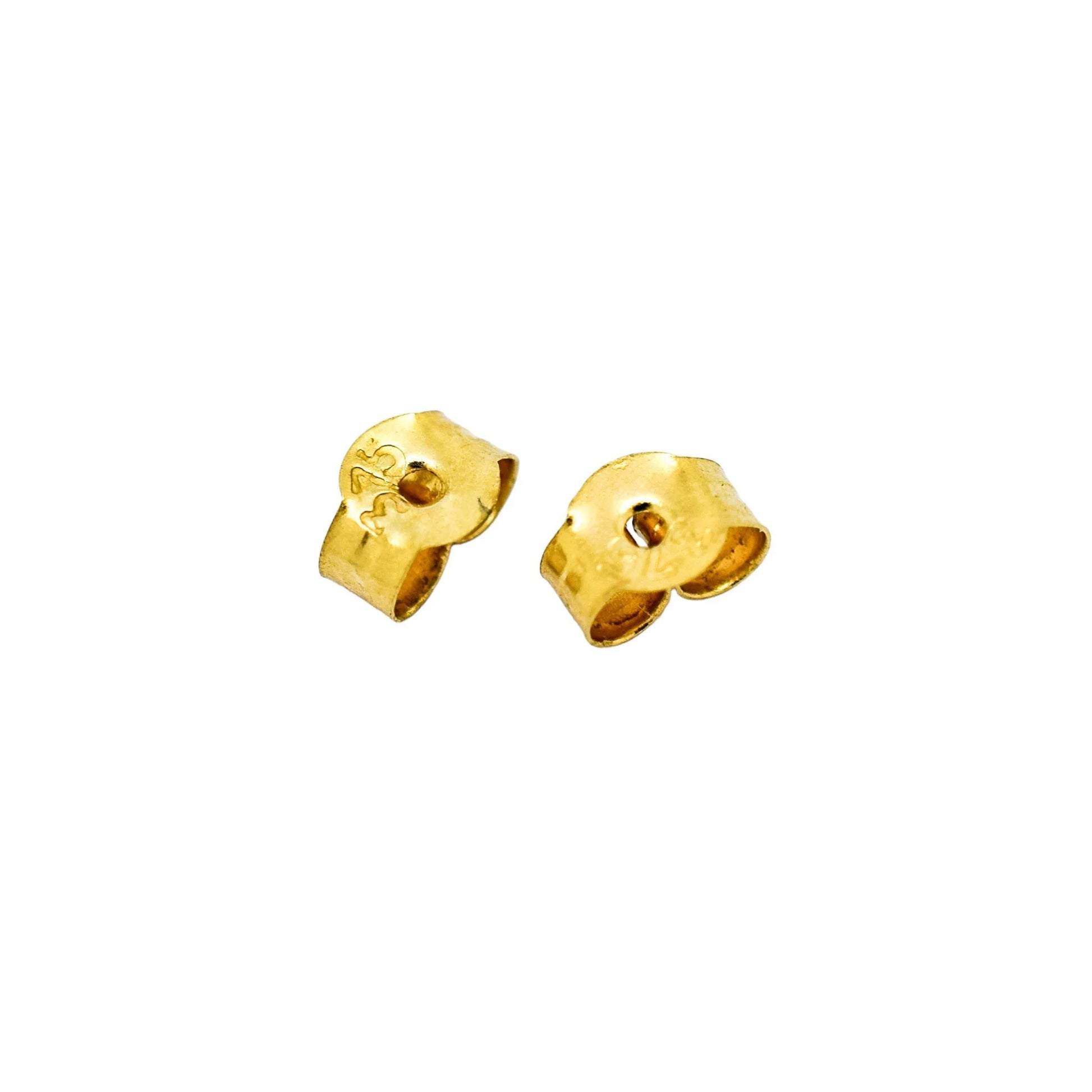 Vintage tri-colour stud earrings in yellow, white and rose gold