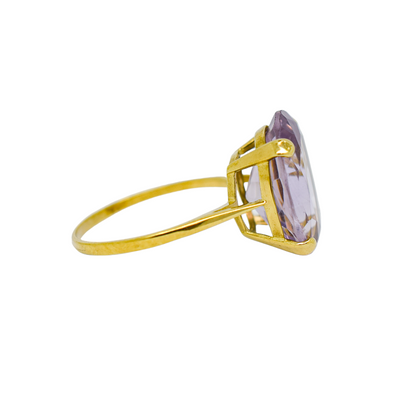 Huge vintage 8.15ct amethyst statement cocktail ring, 9kt yellow gold, size P