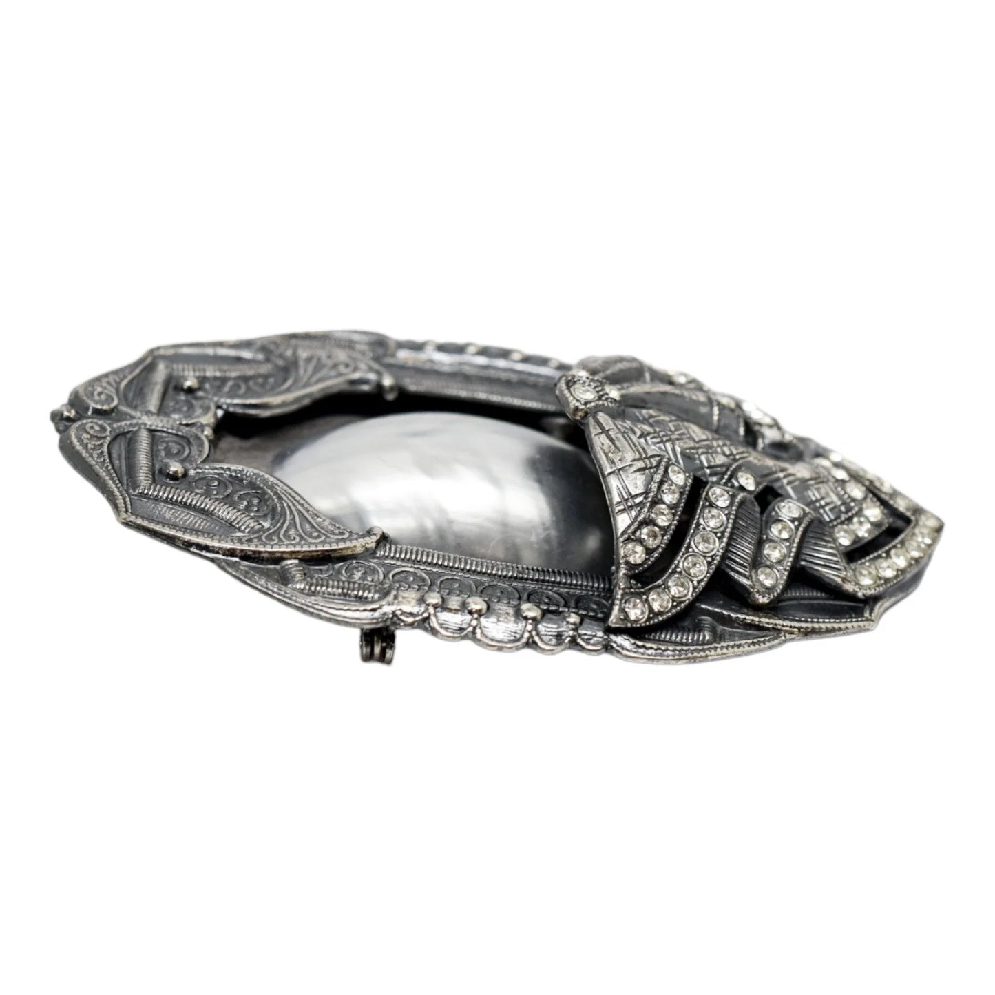1980's Ermani Bulatti silvered mother-of-pearl large statement beetle brooch