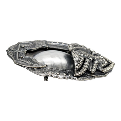 1980's Ermani Bulatti silvered mother-of-pearl large statement beetle brooch