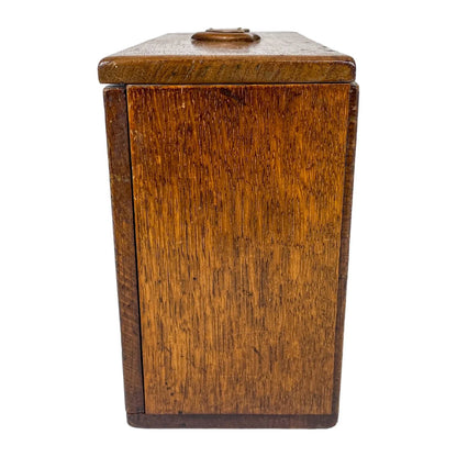 Victorian stationery letter correspondence oak box with 3 compartments and pen holder